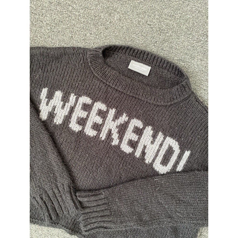 Wooden Ships Paola Buendia Weekend! Wool Cropped Sweater Black Women XS Oversize